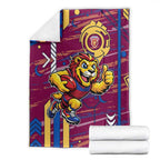 Brisbane Lions Blanket Mascot Cartoon Football Illustration Style