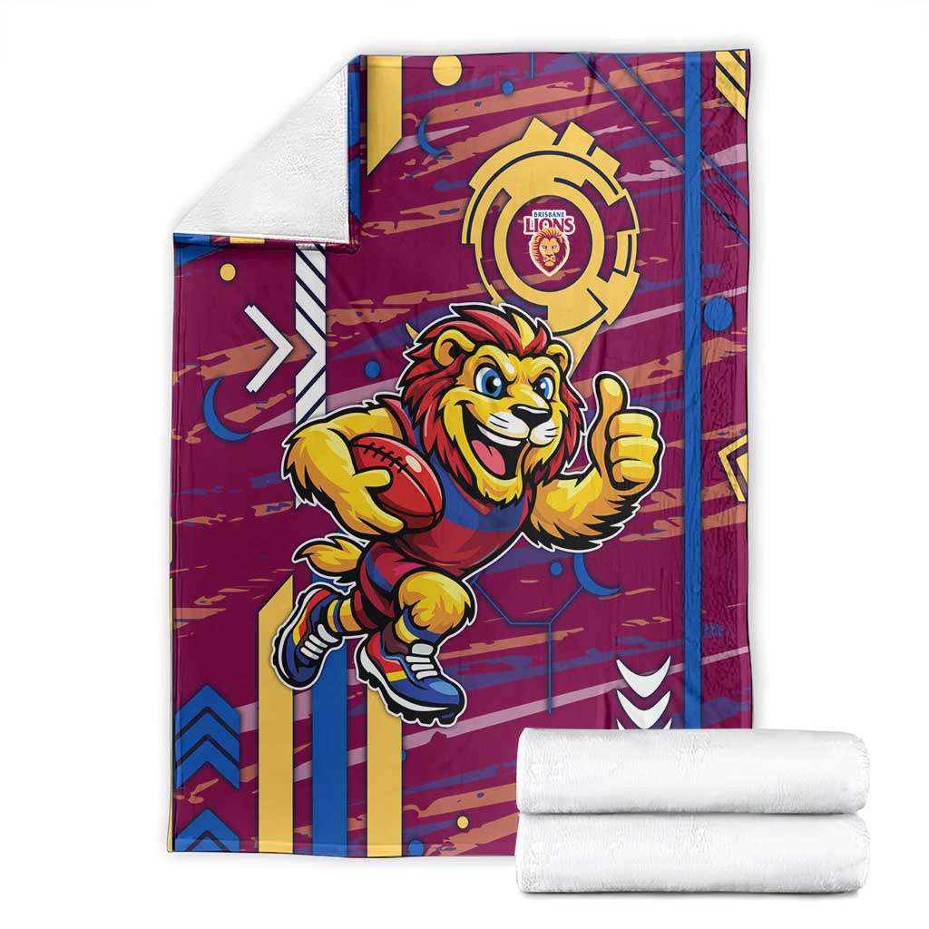 Brisbane Lions Blanket Mascot Cartoon Football Illustration Style
