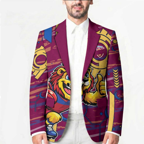 Brisbane Lions Blazer Mascot Cartoon Football Illustration Style
