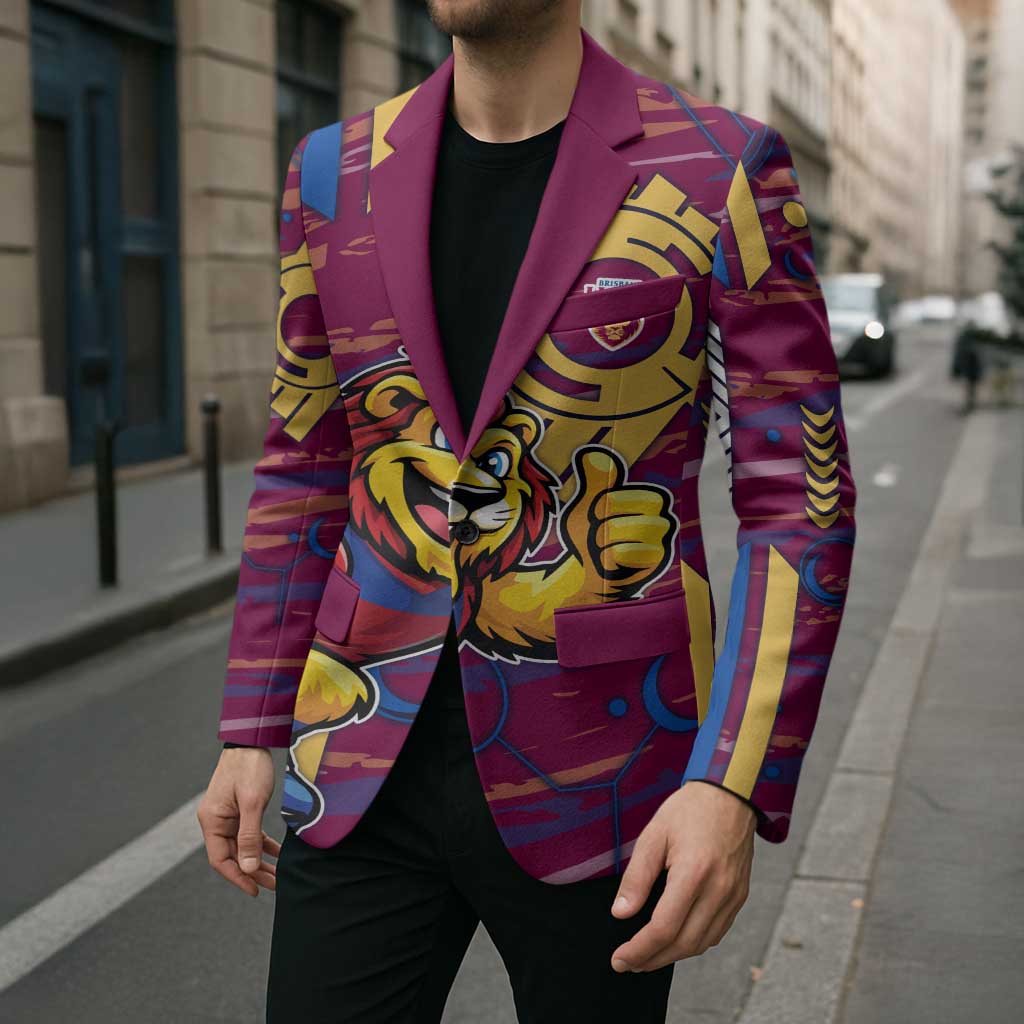Brisbane Lions Blazer Mascot Cartoon Football Illustration Style