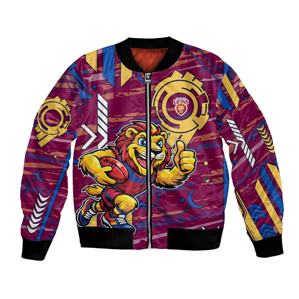 Brisbane Lions Bomber Jacket Mascot Cartoon Football Illustration Style
