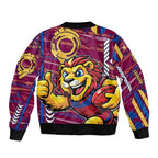 Brisbane Lions Bomber Jacket Mascot Cartoon Football Illustration Style