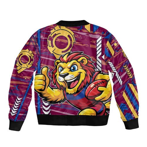 Brisbane Lions Bomber Jacket Mascot Cartoon Football Illustration Style