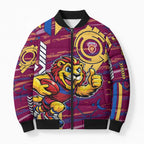 Brisbane Lions Bomber Puffer Jacket Mascot Cartoon Football Illustration Style