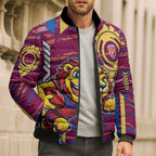 Brisbane Lions Bomber Puffer Jacket Mascot Cartoon Football Illustration Style