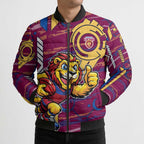 Brisbane Lions Bomber Puffer Jacket Mascot Cartoon Football Illustration Style