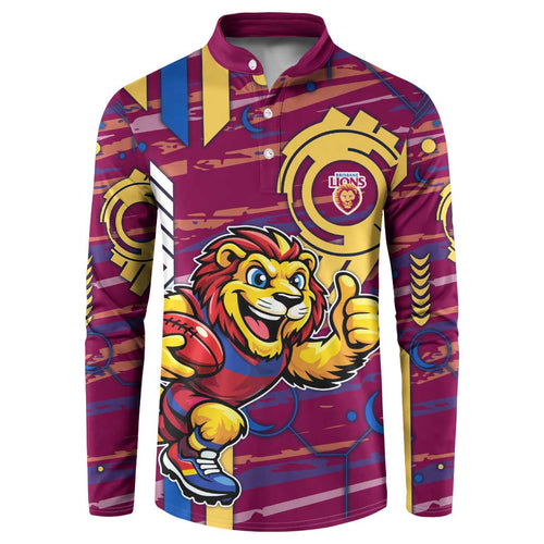 Brisbane Lions Button Sweatshirt Mascot Cartoon Football Illustration Style