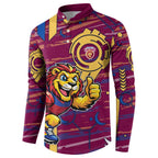 Brisbane Lions Button Sweatshirt Mascot Cartoon Football Illustration Style
