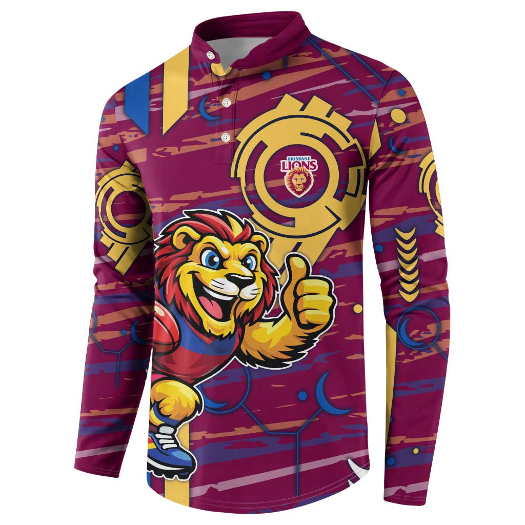 Brisbane Lions Button Sweatshirt Mascot Cartoon Football Illustration Style