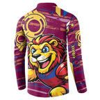 Brisbane Lions Button Sweatshirt Mascot Cartoon Football Illustration Style