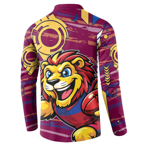 Brisbane Lions Button Sweatshirt Mascot Cartoon Football Illustration Style