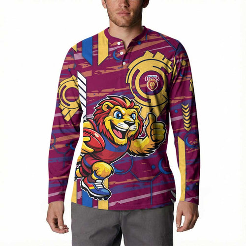 Brisbane Lions Button Sweatshirt Mascot Cartoon Football Illustration Style