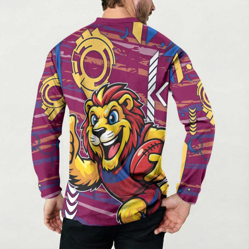 Brisbane Lions Button Sweatshirt Mascot Cartoon Football Illustration Style