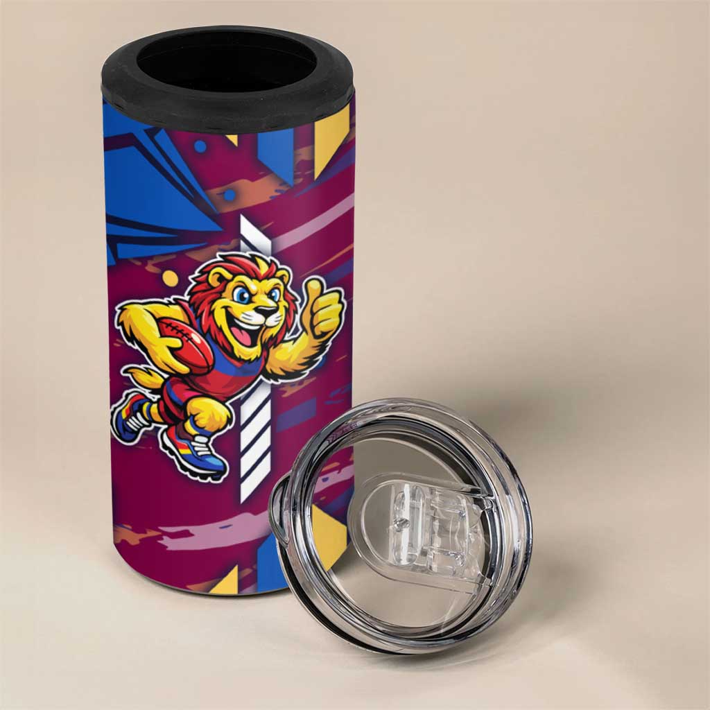 Brisbane Lions 4 in 1 Can Cooler Tumbler Mascot Cartoon Football Illustration Style