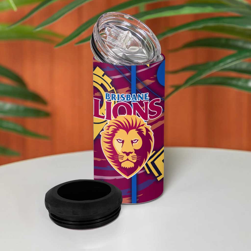 Brisbane Lions 4 in 1 Can Cooler Tumbler Mascot Cartoon Football Illustration Style