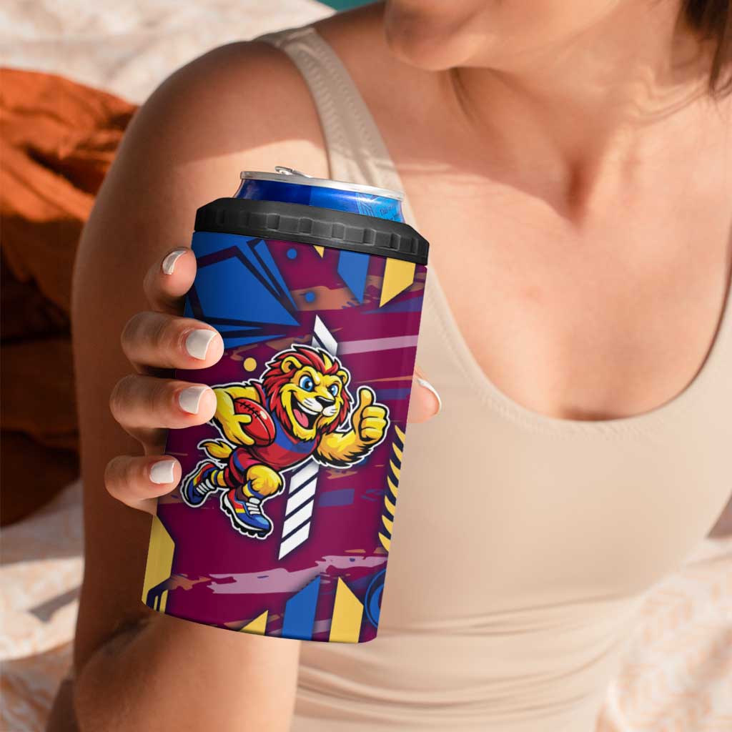 Brisbane Lions 4 in 1 Can Cooler Tumbler Mascot Cartoon Football Illustration Style