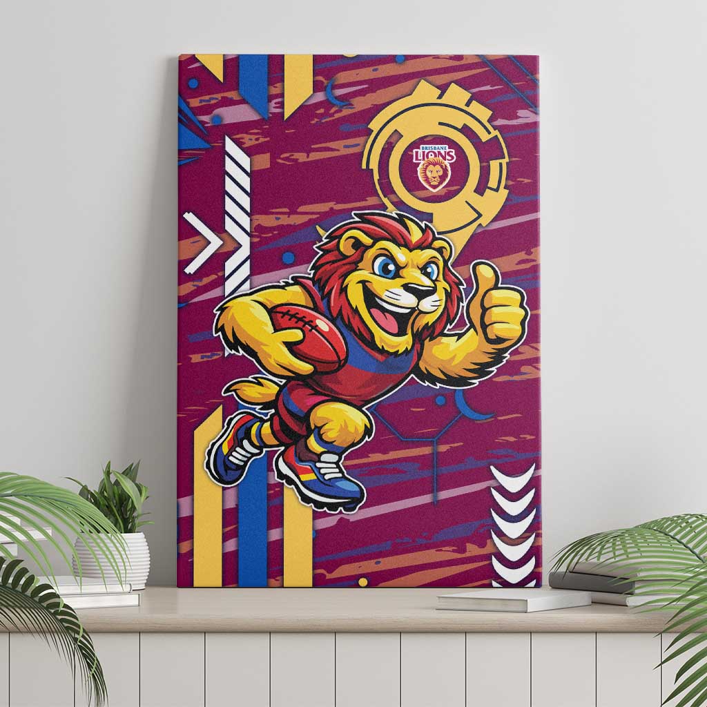 Brisbane Lions Canvas Wall Art Mascot Cartoon Football Illustration Style