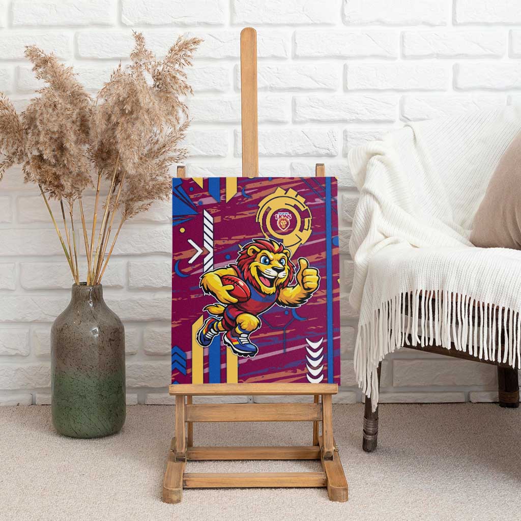 Brisbane Lions Canvas Wall Art Mascot Cartoon Football Illustration Style