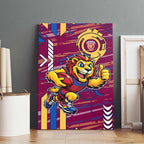 Brisbane Lions Canvas Wall Art Mascot Cartoon Football Illustration Style