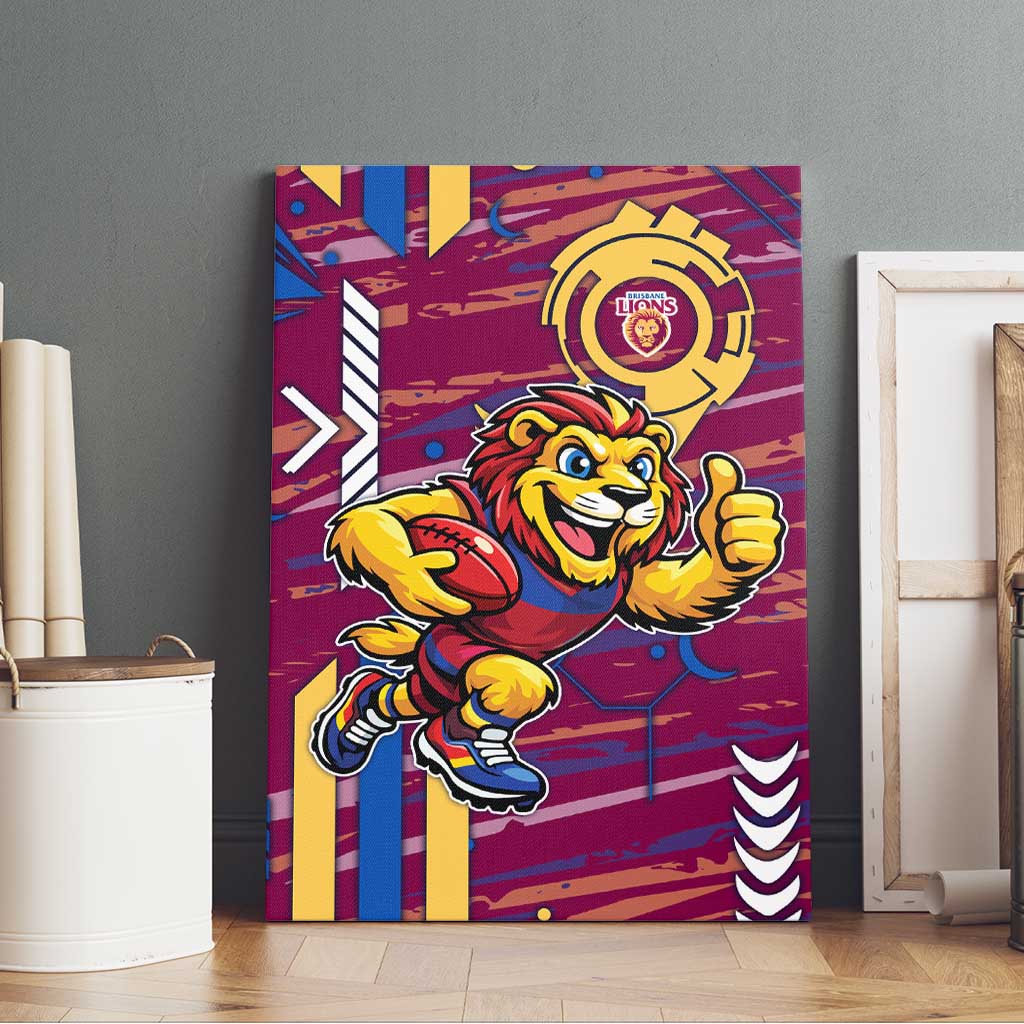 Brisbane Lions Canvas Wall Art Mascot Cartoon Football Illustration Style