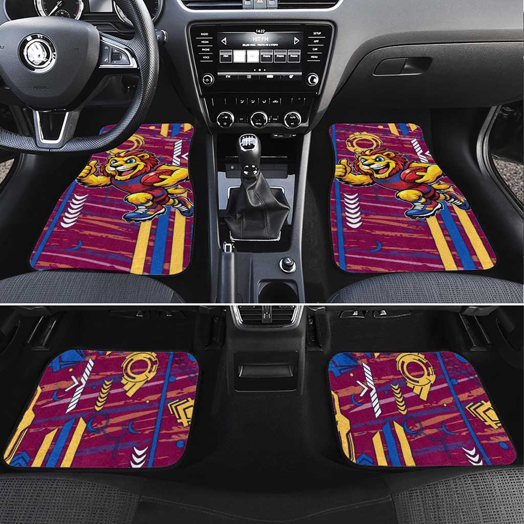 Brisbane Lions Car Mats Mascot Cartoon Football Illustration Style
