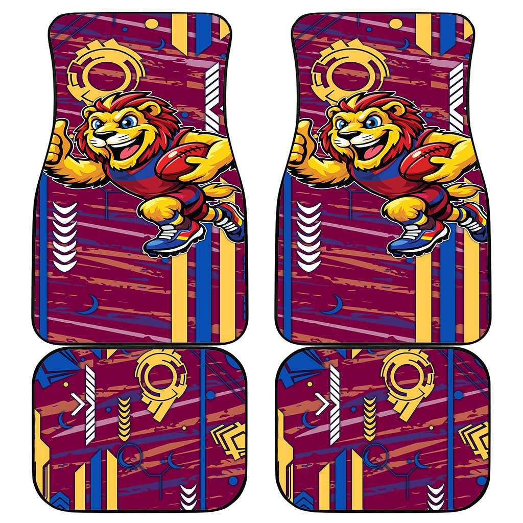 Brisbane Lions Car Mats Mascot Cartoon Football Illustration Style