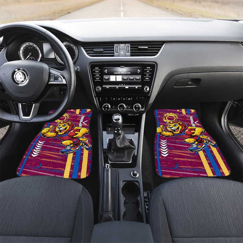 Brisbane Lions Car Mats Mascot Cartoon Football Illustration Style