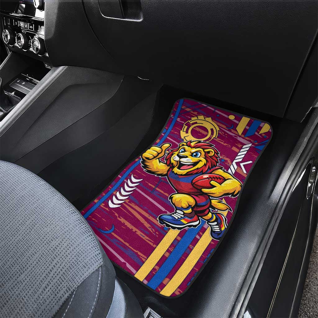 Brisbane Lions Car Mats Mascot Cartoon Football Illustration Style