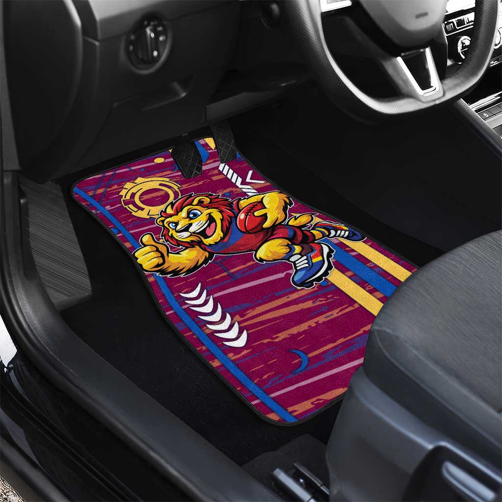 Brisbane Lions Car Mats Mascot Cartoon Football Illustration Style