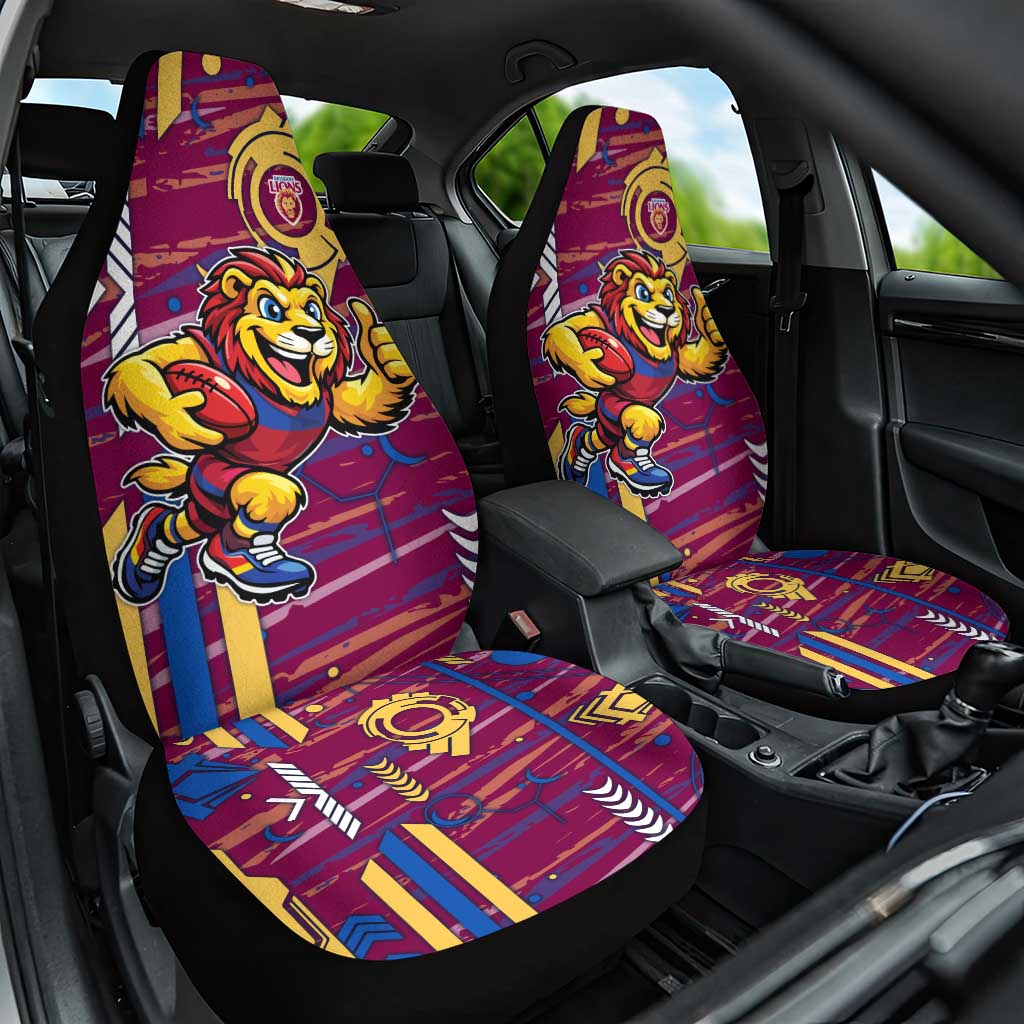Brisbane Lions Car Seat Cover Mascot Cartoon Football Illustration Style