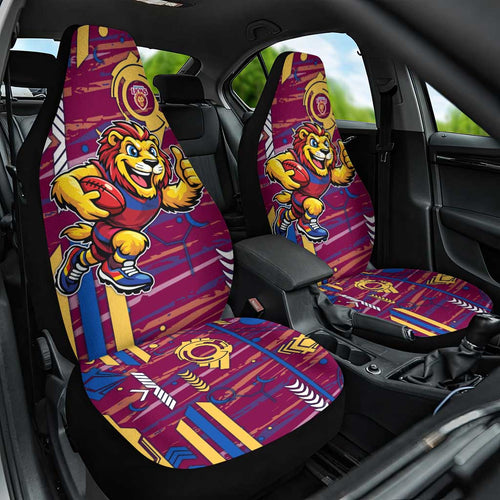 Brisbane Lions Car Seat Cover Mascot Cartoon Football Illustration Style