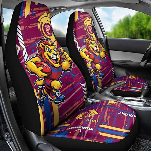 Brisbane Lions Car Seat Cover Mascot Cartoon Football Illustration Style