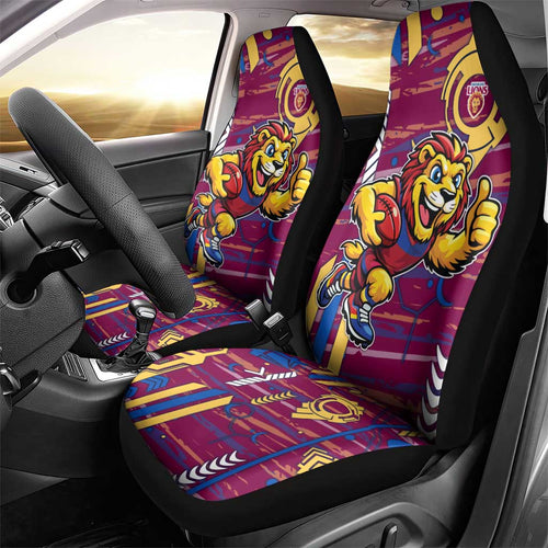 Brisbane Lions Car Seat Cover Mascot Cartoon Football Illustration Style