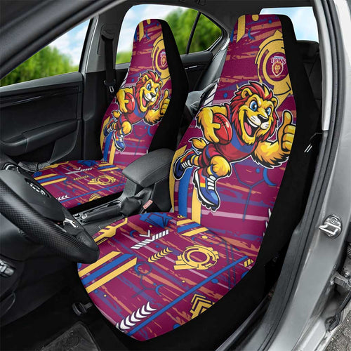 Brisbane Lions Car Seat Cover Mascot Cartoon Football Illustration Style