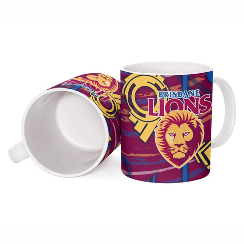Brisbane Lions Ceramic Mug Mascot Cartoon Football Illustration Style