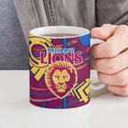 Brisbane Lions Ceramic Mug Mascot Cartoon Football Illustration Style