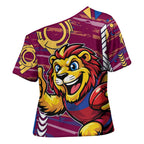 Brisbane Lions Cross Shoulder Shirt Mascot Cartoon Football Illustration Style