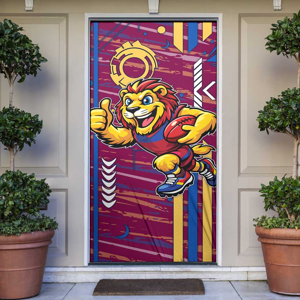Brisbane Lions Door Cover Mascot Cartoon Football Illustration Style