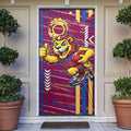 Brisbane Lions Door Cover Mascot Cartoon Football Illustration Style