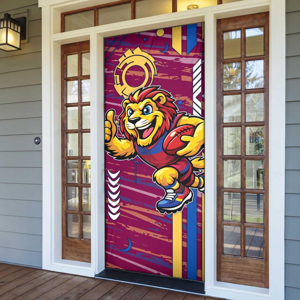Brisbane Lions Door Cover Mascot Cartoon Football Illustration Style