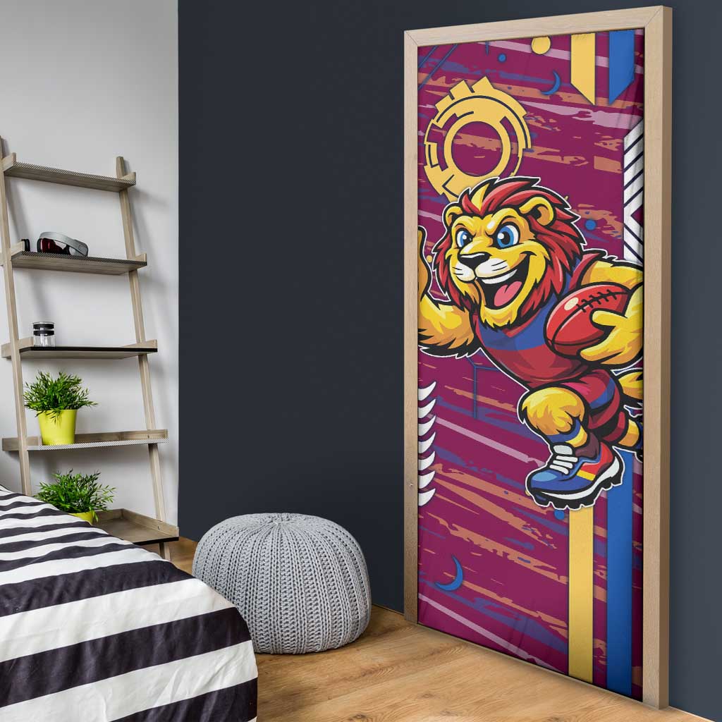 Brisbane Lions Door Cover Mascot Cartoon Football Illustration Style