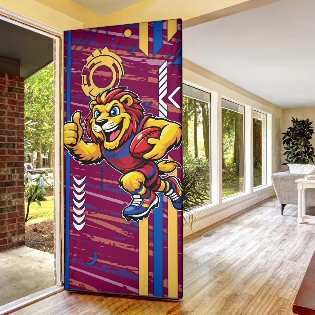 Brisbane Lions Door Cover Mascot Cartoon Football Illustration Style