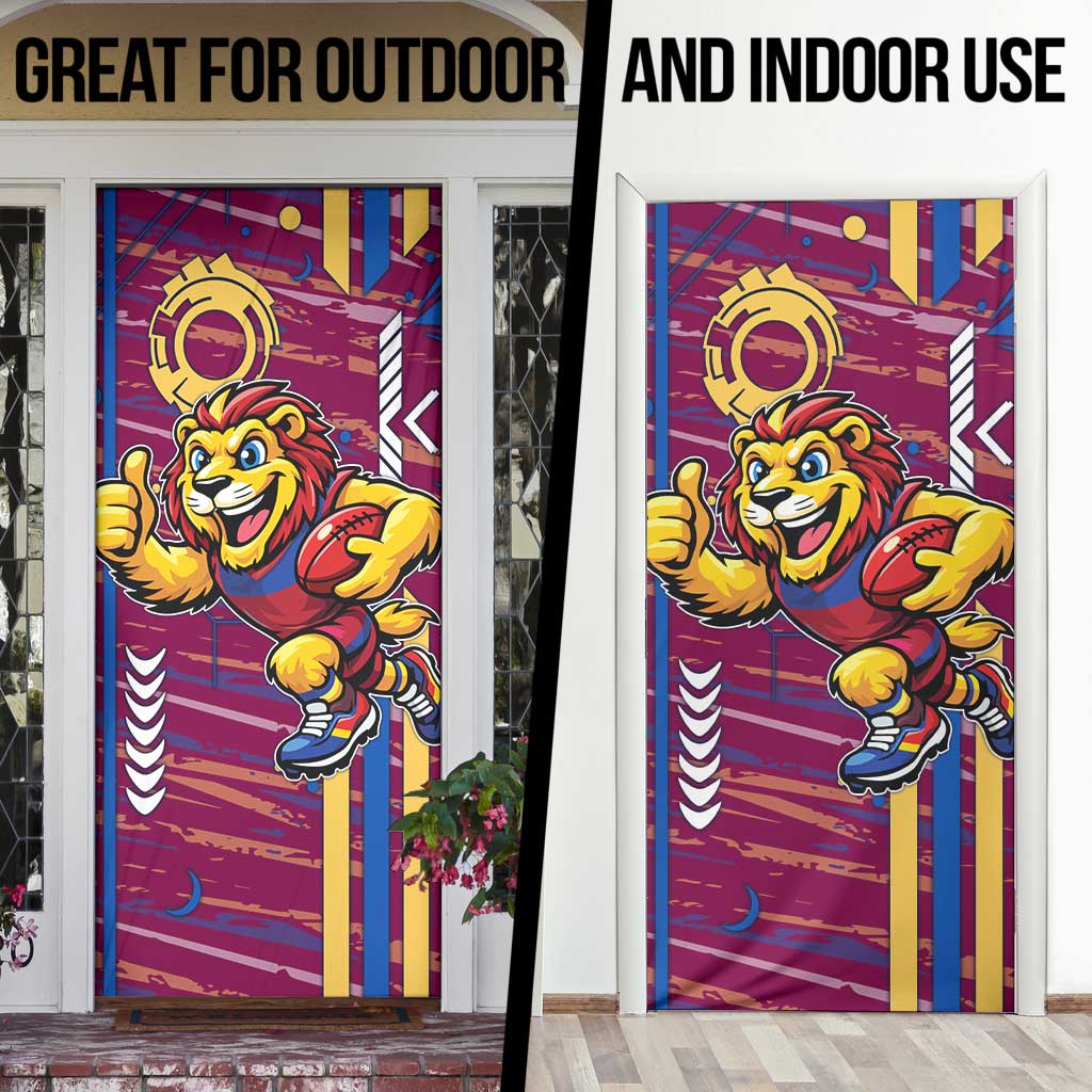 Brisbane Lions Door Cover Mascot Cartoon Football Illustration Style