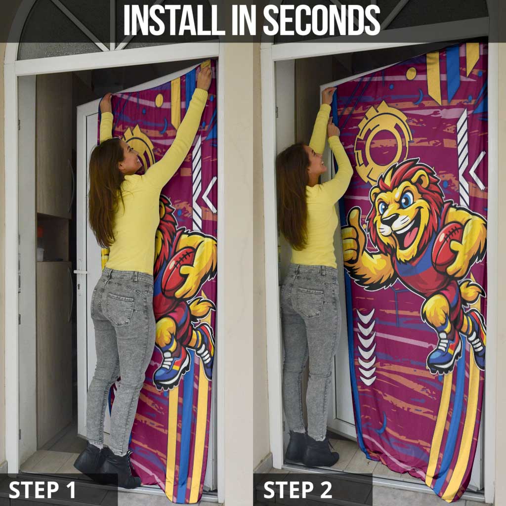 Brisbane Lions Door Cover Mascot Cartoon Football Illustration Style