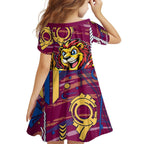 Brisbane Lions Family Matching Puletasi and Hawaiian Shirt Mascot Cartoon Football Illustration Style