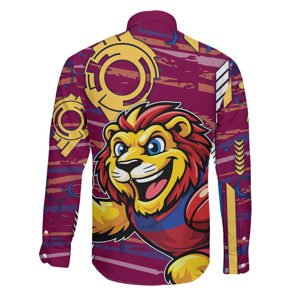 Brisbane Lions Family Matching Puletasi and Hawaiian Shirt Mascot Cartoon Football Illustration Style