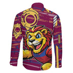 Brisbane Lions Family Matching Puletasi and Hawaiian Shirt Mascot Cartoon Football Illustration Style