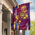 Brisbane Lions Garden Flag Mascot Cartoon Football Illustration Style