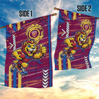 Brisbane Lions Garden Flag Mascot Cartoon Football Illustration Style