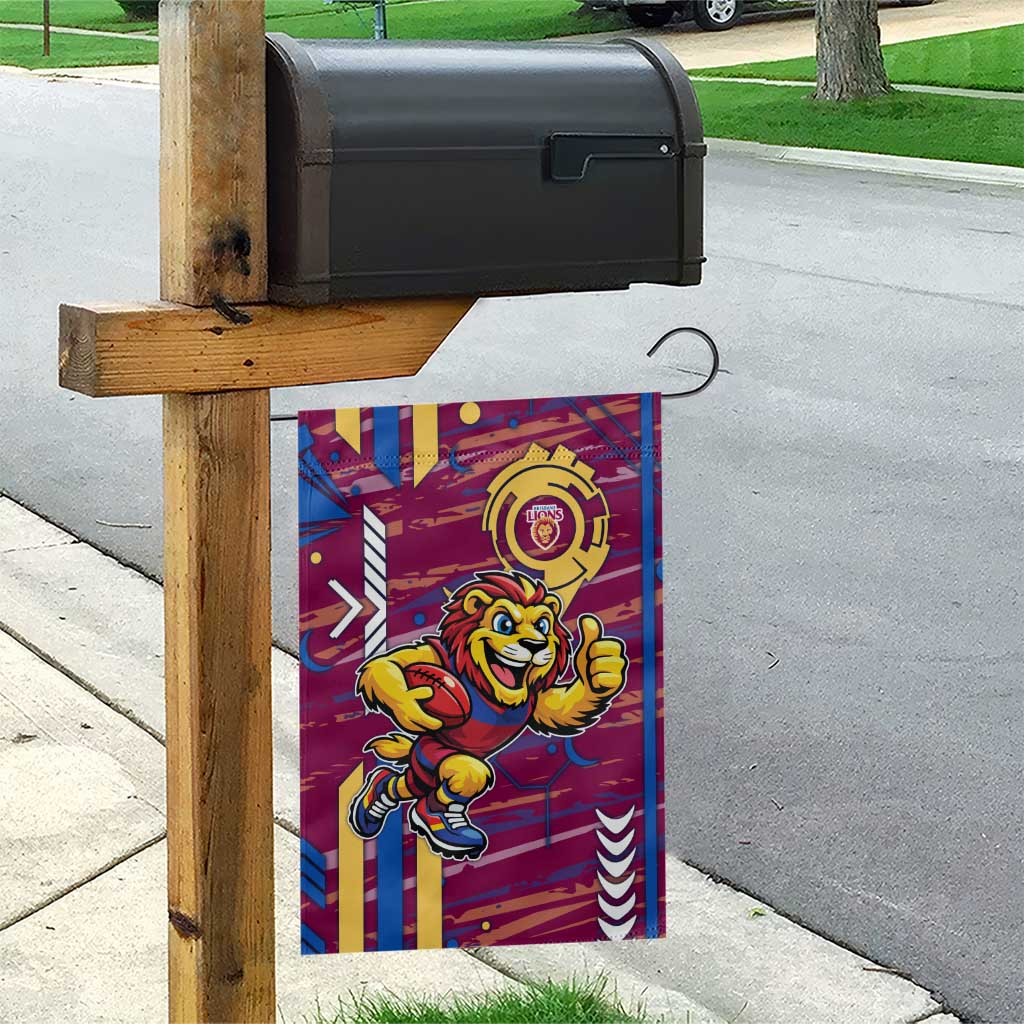 Brisbane Lions Garden Flag Mascot Cartoon Football Illustration Style